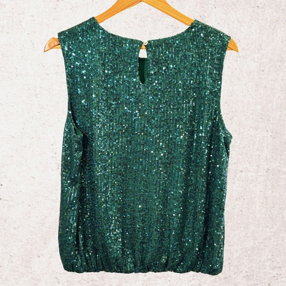 Easel Green Sequin Sleeveless Tank Top - Picture 2 of 3